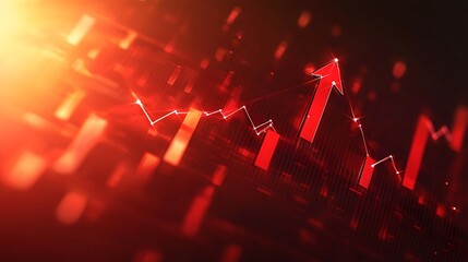 Poster - Red arrow ascends on a dark background with data graphs, illustrating financial growth and success.