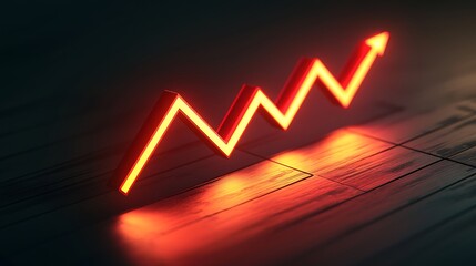 Poster - Glowing red arrow graph showing upward trend on dark surface.
