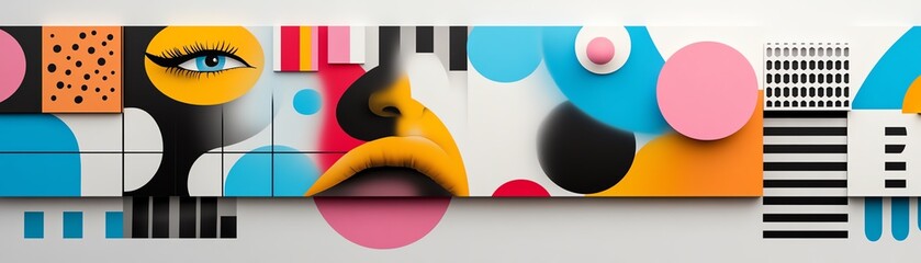 a vibrant acne patch concept with creative, playful shapes and colors