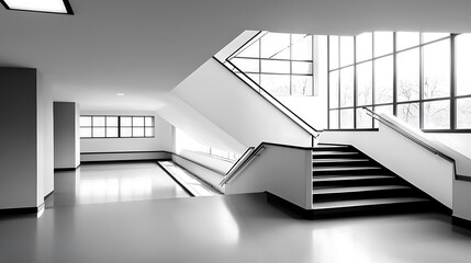 Aufkleber - Interior stairwell with bright windows.