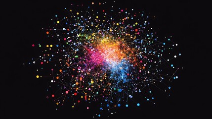 Poster - Colorful interconnected dots network.