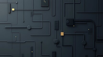 Aufkleber - Dark circuitry with gold accents.