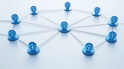 Poster - Network of connected blue pins.