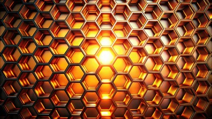 Aufkleber - Abstract Honeycomb Pattern with Glowing Orange and Black Accents
