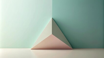 Poster - Abstract Pastel Triangular Form Against a Two-Tone Wall