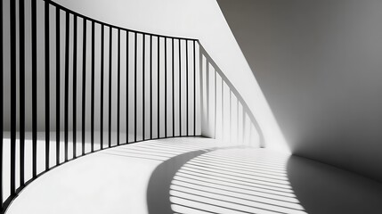 Aufkleber - Interior curved railing, sunlight, shadows.