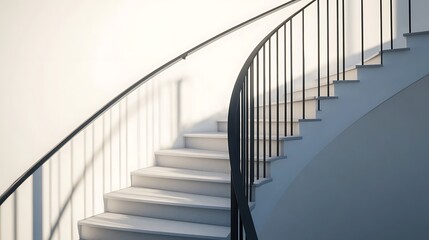 Aufkleber - Curved staircase with railing.