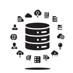 Poster - Data server with cloud computing icons.