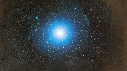 Wall Mural - bright blue star shines amidst a vast expanse of galaxies and stars in a night sky