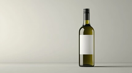 Poster - Elegant and Minimalist Green Wine Bottle with Blank Label on a Light Gray Background, Perfect for Mockups or Product Presentations in Branding and Design Projects