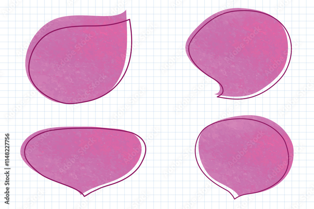 pink fuchsia color artwork speech bubbles set vector