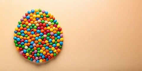 Poster - A vibrant collection of colorful candy balls arranged in a circular pattern on a pale background, perfect for a sweet treat themed design.