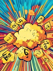 Aufkleber - Colorful explosion of numbers and shapes creating a vibrant visual display in a creative art style. Generative AI