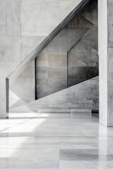 Poster - A stunning minimalist interior showcasing geometric concrete architecture with natural light highlighting the sleek design.