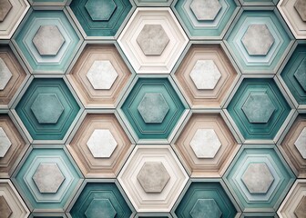 Poster - Minimalist Hexagon Pattern Background, Symmetrical Geometric Design, Abstract Shape Wallpaper,  Modern Texture Image
