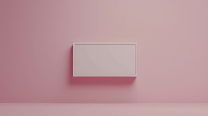 Poster - Floating Rectangular Frame in Pastel Gray Color on Minimalist Pink Background