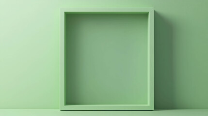 Poster - Minimalist Green 3D Rectangular Frame Design Against Simple Green Background