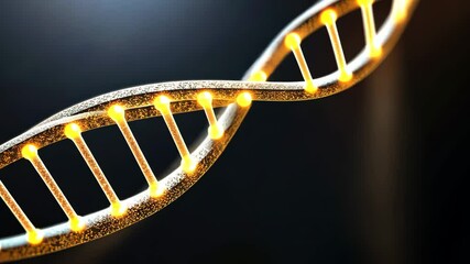 Poster - Glowing DNA Helix with Bright Lights in a Dark Background for Science and Technology