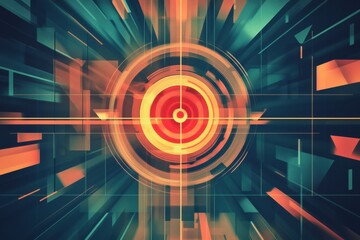 Poster - Vibrant abstract design with concentric circles and dynamic motion effects in a modern digital style. Generative AI