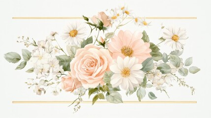 Wall Mural - Delicate floral arrangement studio digital artwork neutral background close-up view nature's beauty explored