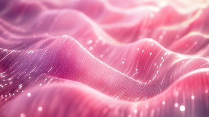 Poster - Dynamic flowing pink waves abstract art display soft textures digital creation close-up visual aesthetics