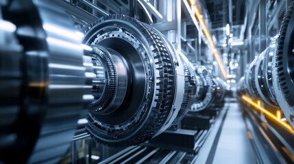 Poster - industrial machinery process in a high-tech factory engineering equipment modern environment close-u