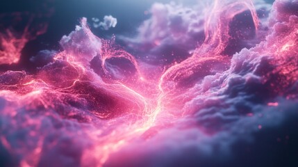 Poster - Dynamic energy flow in ethereal clouds abstract landscape digital art surreal environment dramatic viewpoint