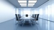 © watz - Empty conference room with glass table and chairs.