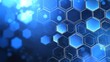 © watz - Abstract blue hexagonal pattern with blurred lights in the background.