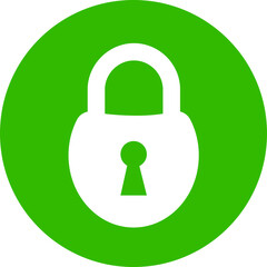 Aufkleber - Padlock security icon. Green locked padlock flat vector symbol isolated on transparent background. Safety lock cyber defense protection keyhole sign for apps or website