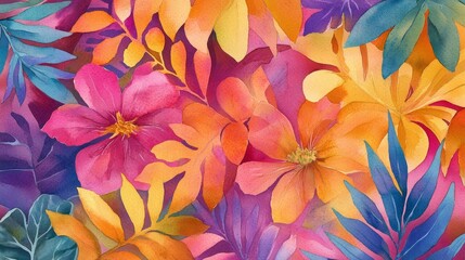 Poster - Vibrant floral patterns nature garden digital artwork colorful environment close-up view botanical inspiration