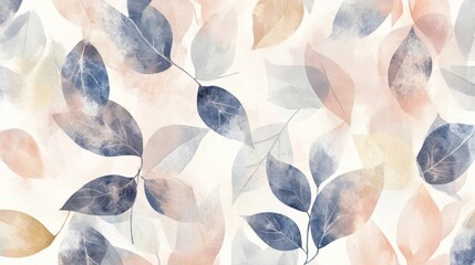 Poster - Artistic leaf patterns nature digital artwork soft colors aesthetic abstract design for creative projects