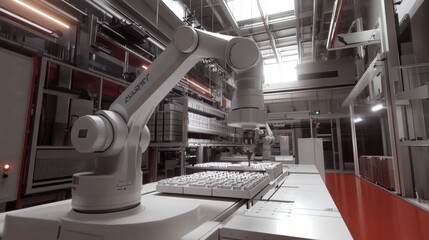 Poster - robotic automation process in modern manufacturing facility advanced technology industrial environme