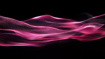 Poster - Dynamic flowing waves of pink light abstract space digital art dark background artistic perspective motion design