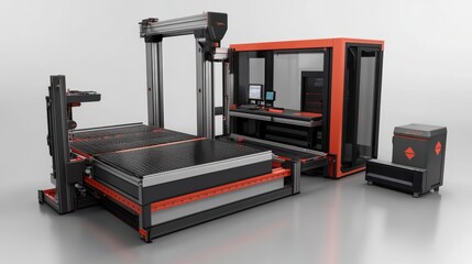 Poster - Advanced 3d printing technology modern workshop equipment showcase industrial environment technical viewpoint