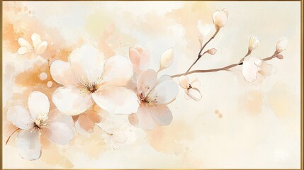 Wall Mural - Delicate cherry blossoms in springtime nature scene floral artwork soft colors close-up view serenity and beauty