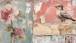 © Peerarut - Mixed-media collage with vintage elements, torn paper, fabric swatches, and textured paint blending into a dynamic, retro-inspired design full of historical charm and artistic expression