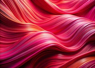 Poster - Pink Red Wavy Lines Abstract Art Photography,  Fluid Swirls, Dynamic Background,  Curved Design,  Abstract Image,  Modern Art Wallpaper