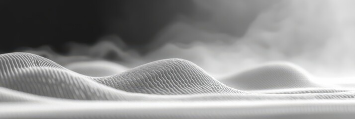Poster - Mesmerizing Waves of Mist and Texture Dance Under Soft Light in a Serene Landscape