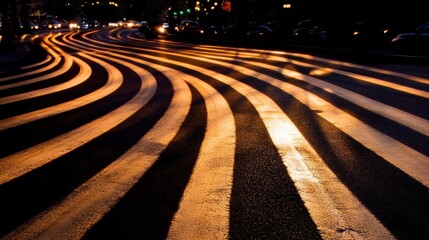 Aufkleber - Striking Patterns of Light on Winding City Streets at Dusk Enhance Urban Beauty