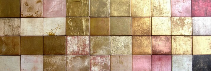 Aufkleber - Colorful Mosaic of Textured Tiles Reflecting Light and Warmth in a Creative Space