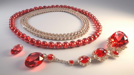 Poster - Glistening Rubies and Garnets Intertwined in a Stunning Jewelry Display for an Exquisite Evening