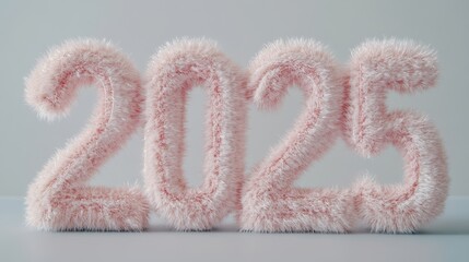 Poster - Fluffy Light Pink Decorative Figures Celebrate the Arrival of a New Year in Soft Elegance