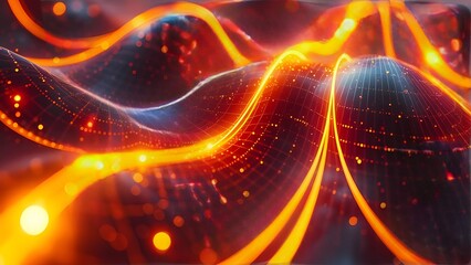 Poster - Glowing abstract fire energy background with futuristic light patterns