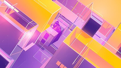 Poster - Colorful Abstract Geometric Squares Background with 3D Effect
