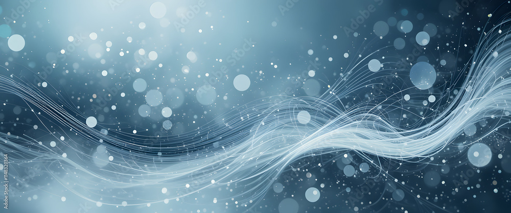 Smooth flowing waves of blue and white create an abstract background ...
