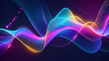 Poster - Abstract background with glowing lines, Neon wave lines, dynamic motion, futuristic technology concept