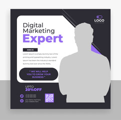 Wall Mural - creative business agency social media post banner template