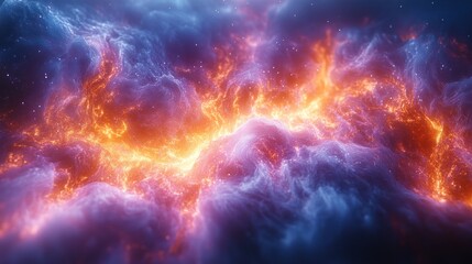 Wall Mural - Abstract fiery and icy nebula cosmic cloudscape.