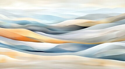 Canvas Print - Abstract landscape of flowing, pastel-colored hills and valleys.